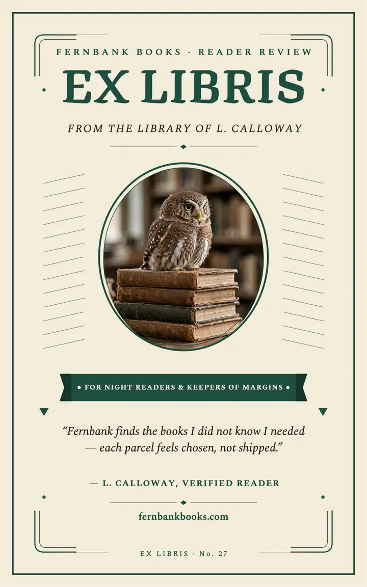 Fernbank owl bookplate review cover: bookplate ebook cover template