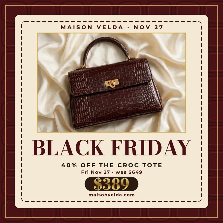 Maison Velda black friday croc bag post template