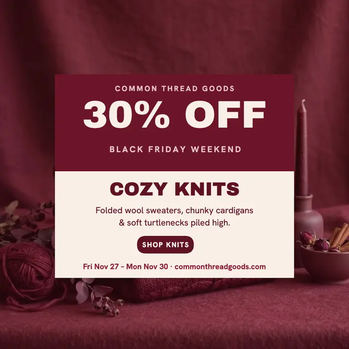 Common Thread Goods Black Friday knit sale template