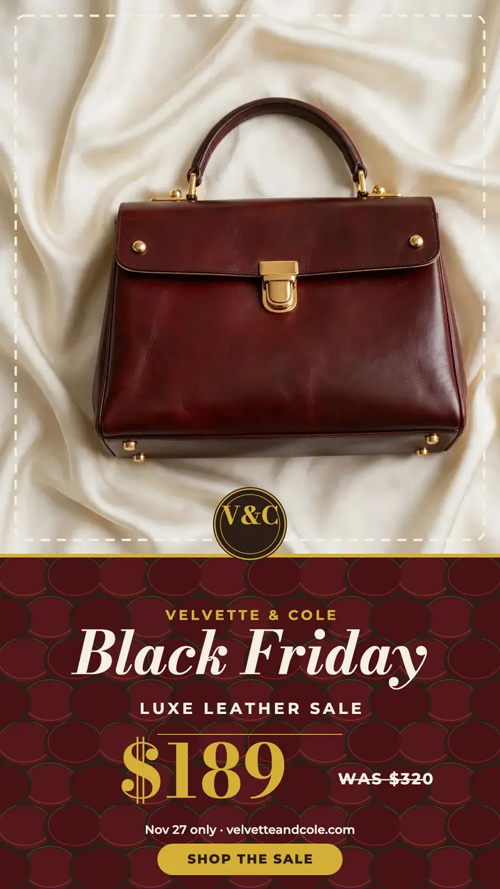 Velvette and Cole Black Friday bag sale story template