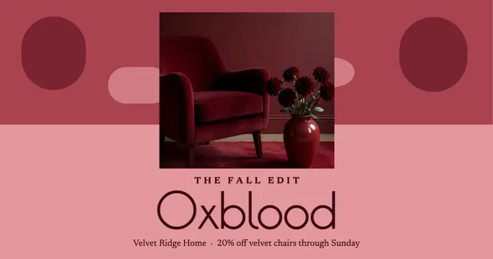 Oxblood home edit Facebook post, color drench template