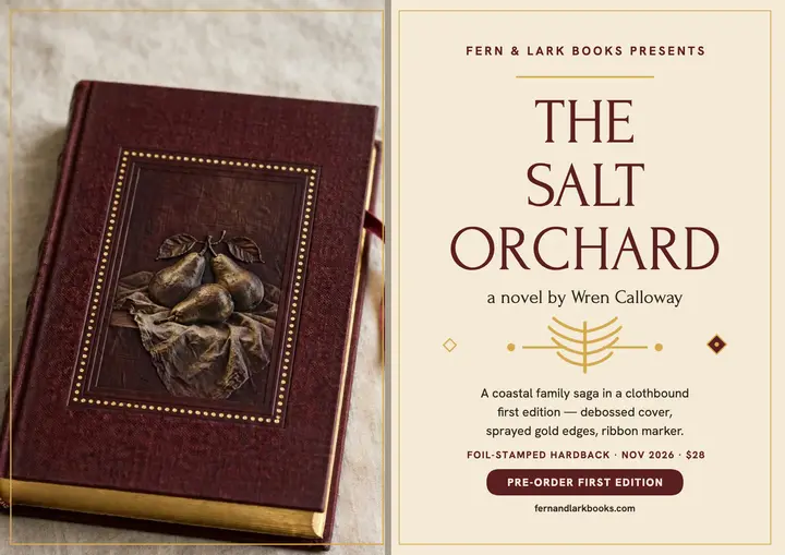 Fern and Lark foil hardback launch cert template