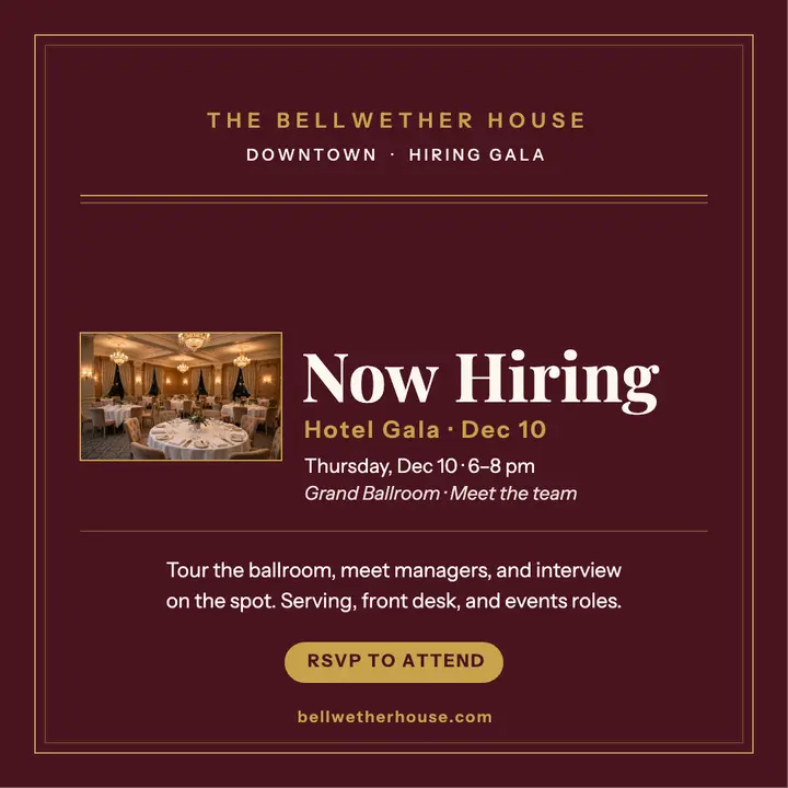 Bellwether House hotel hiring gala post template