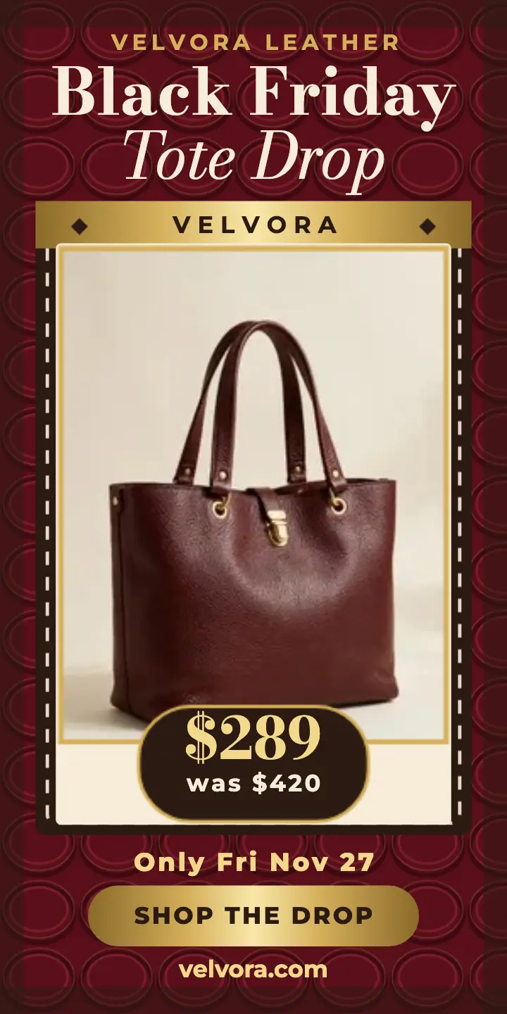 Velvora Leather Black Friday tote ad template