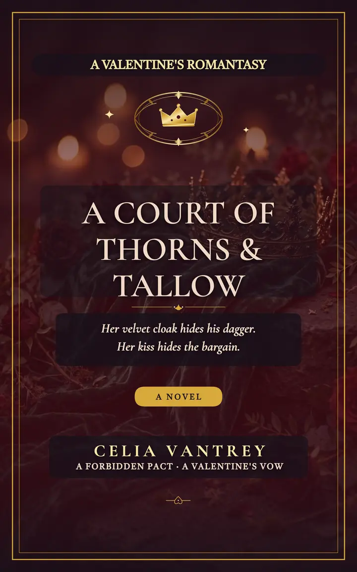Thorns and Tallow Valentine romantasy cover: romantasy ebook cover template