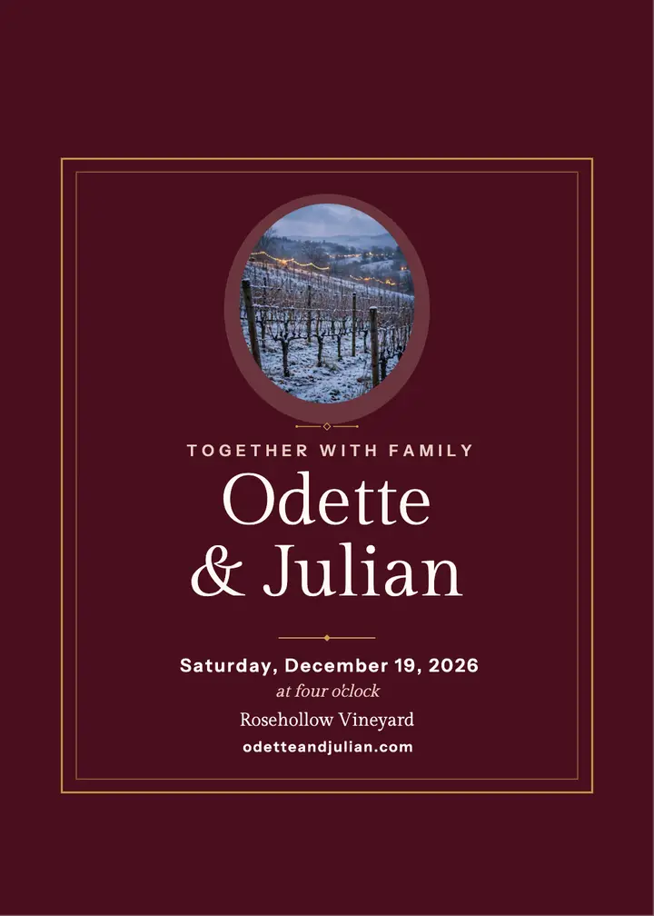 Odette and Julian winter vineyard invite template