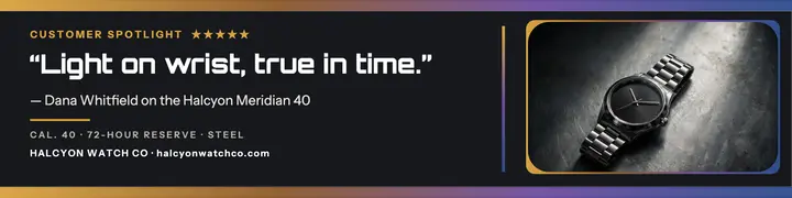 Halcyon Meridian watch spotlight banner: watch review banner template