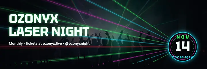Ozonyx Laser Night X header, laser show beams template