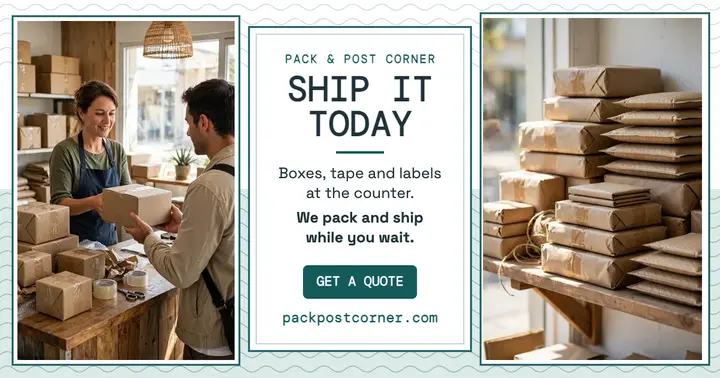 Pack and Post Corner shipping post template