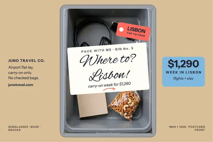 Packing bin Lisbon postcard template
