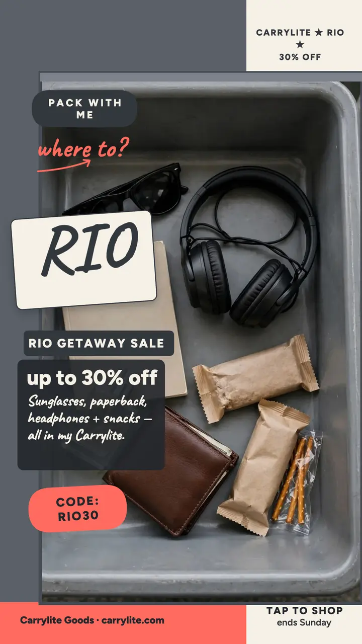 Carrylite Rio getaway pack-with-me story template