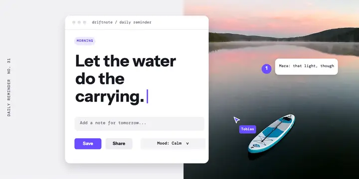 Driftnote paddleboard morning reminder X post template