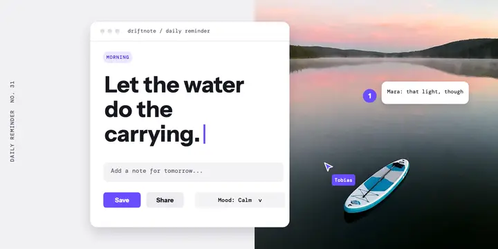 Driftnote paddleboard morning reminder X post template