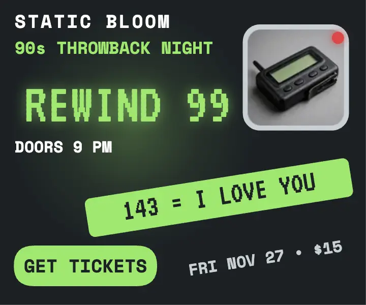 Rewind 99 pager code night ad: 90s night ad template