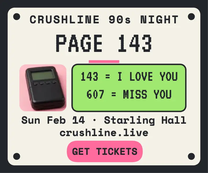 Crushline 90s Night pager Valentine ad template