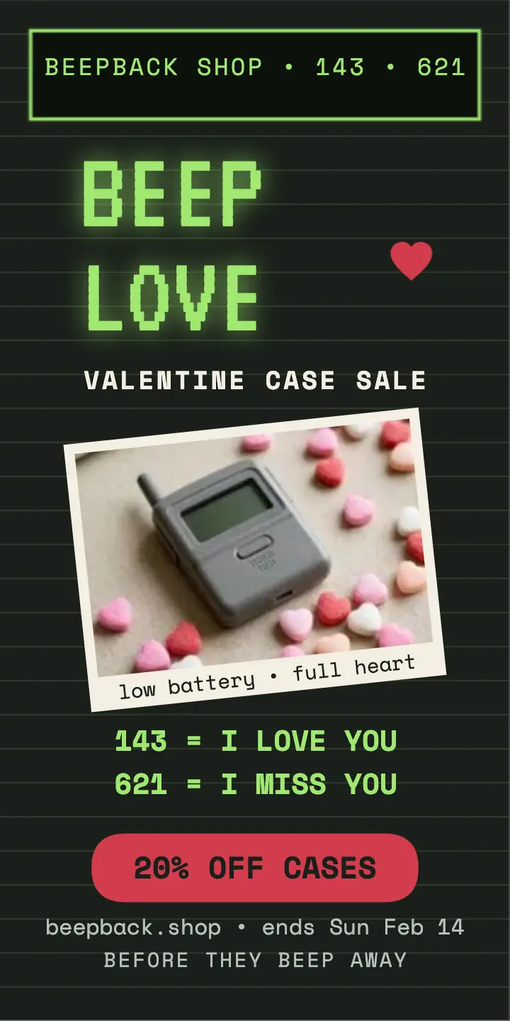 Beepback Shop pager Valentine sale ad template