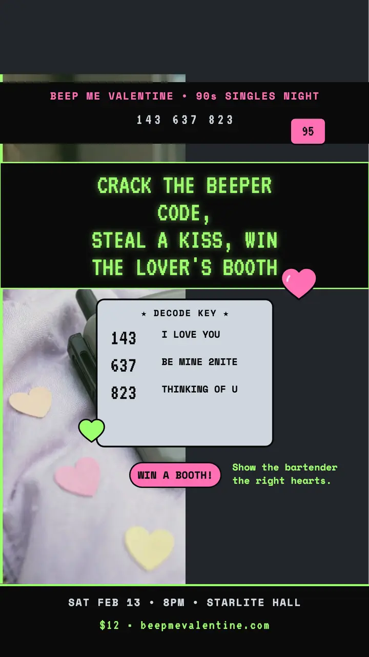 Beep Me Valentine singles night story template