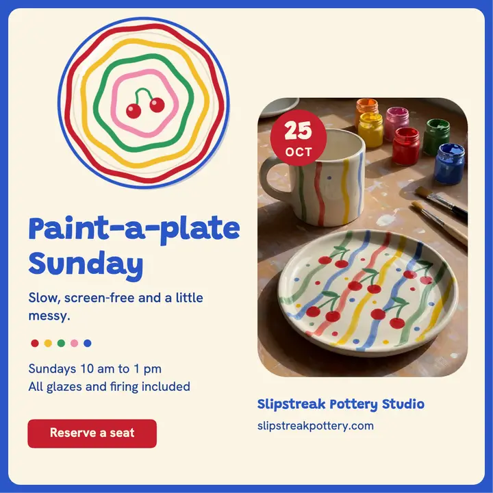Paint-a-plate Sunday pottery post, painted pottery template