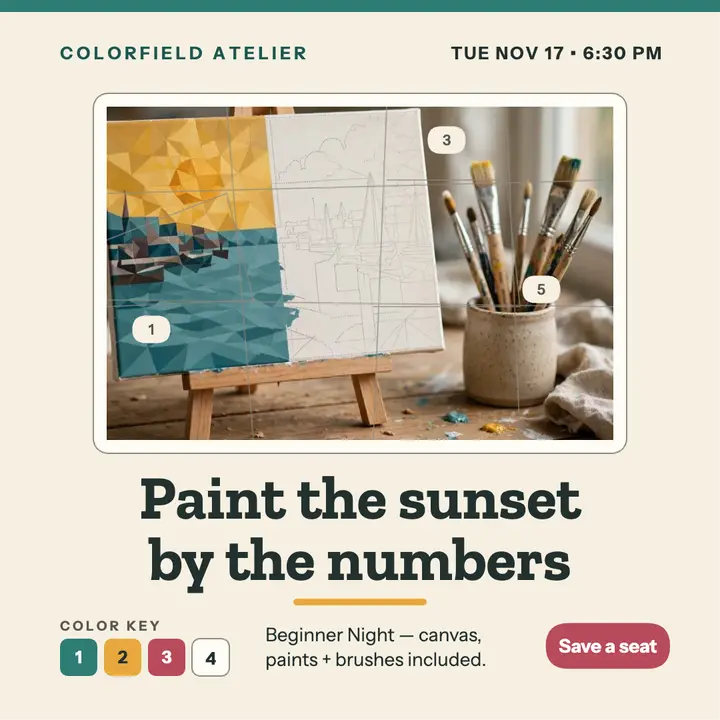 Colorfield paint-by-number night post template