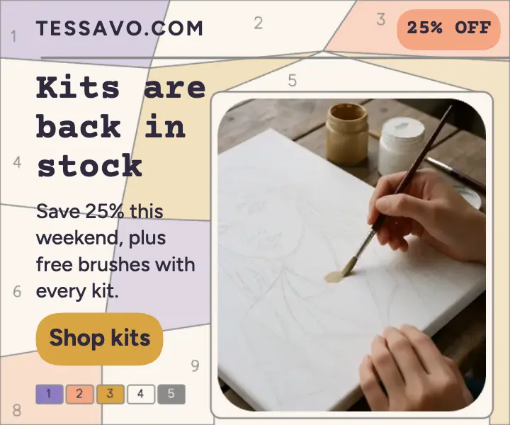 Tessavo paint-by-number kit sale ad template