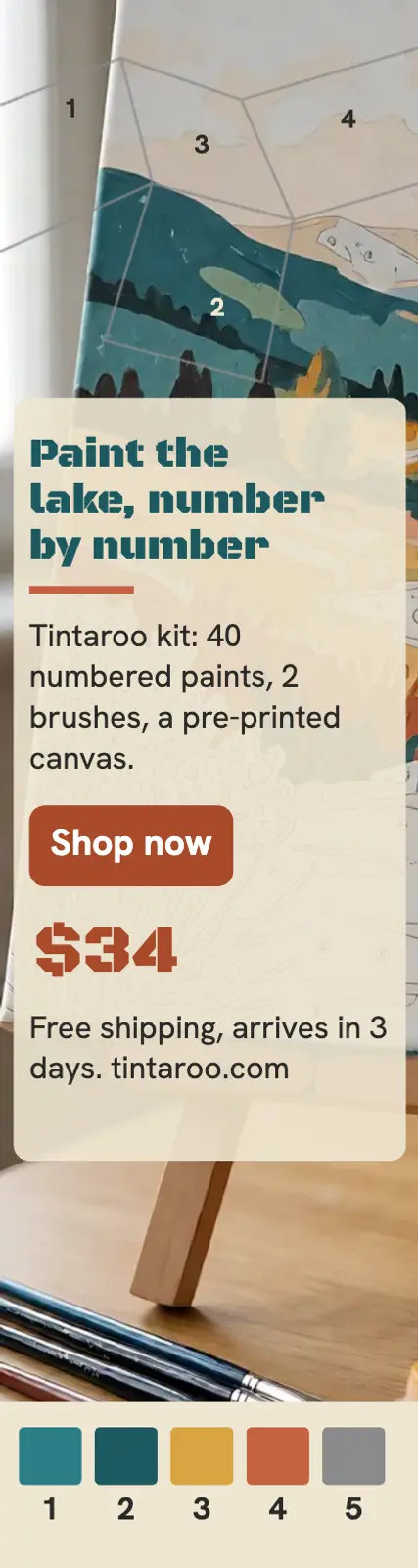 Tintaroo paint-by-number lake kit skyscraper ad template