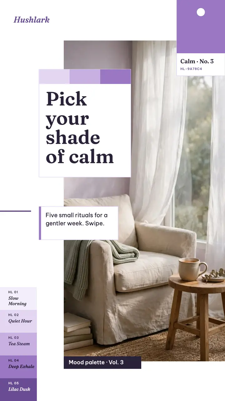 Pick your shade of calm paint chip story: self-care story template
