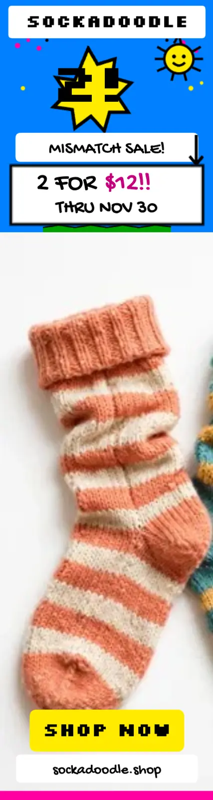 Sockadoodle mismatched sock sale doodle ad template