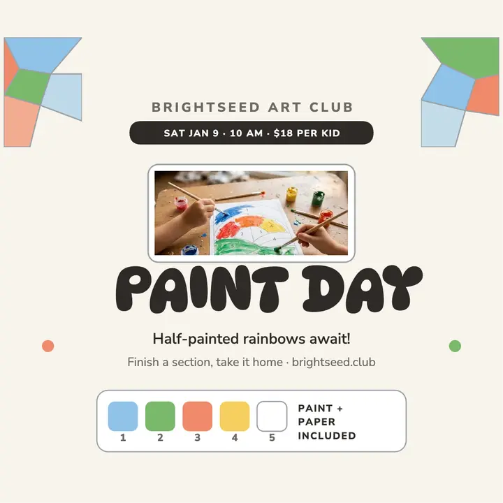 Brightseed paint-by-number kids class post: kids art class post template