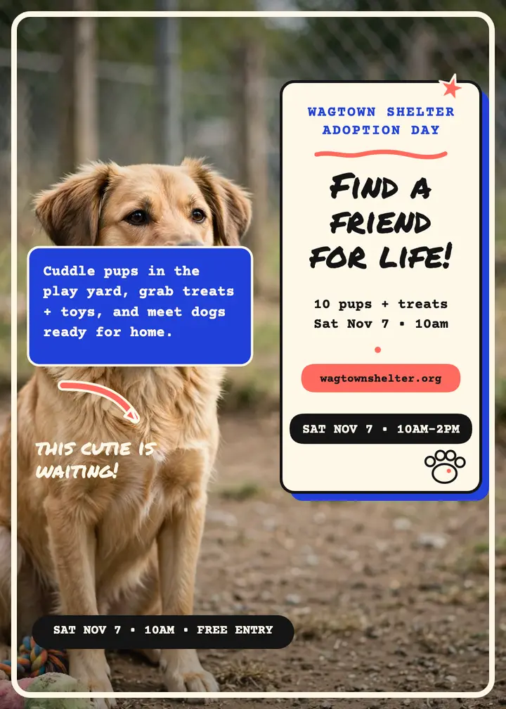 Wagtown Shelter adoption day invitation template
