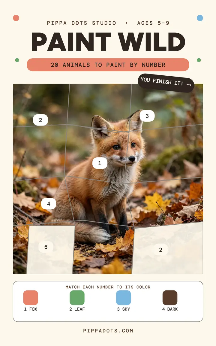Paint Wild fox paint-by-number ebook template