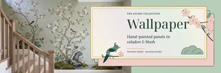 Painted aviary wallpaper launch header template
