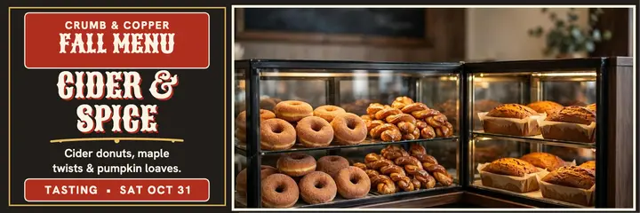 Crumb and Copper fall menu painted header template