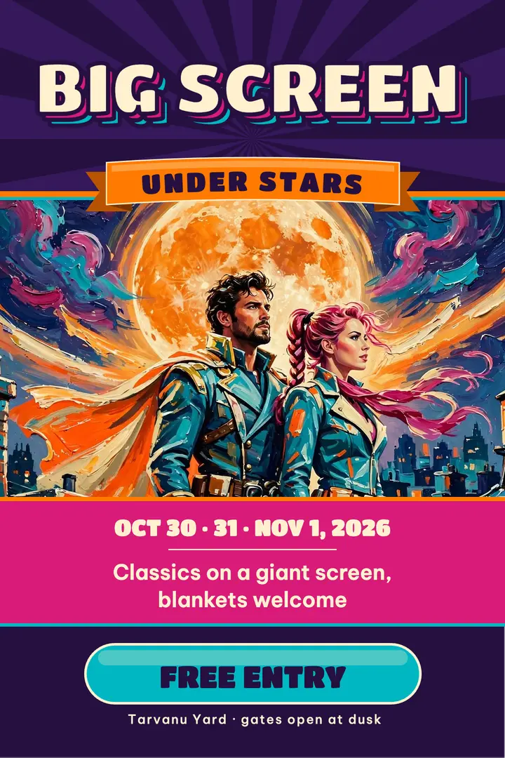 Big Screen open-air movie weekend poster, painted billboard template