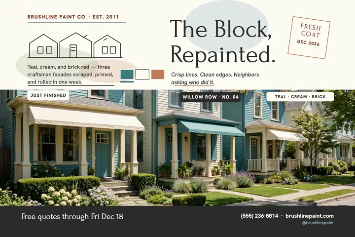 Brushline painted block postcard template