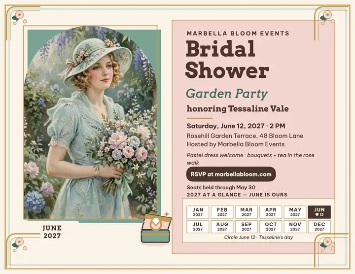 Painted garden bridal shower flyer template
