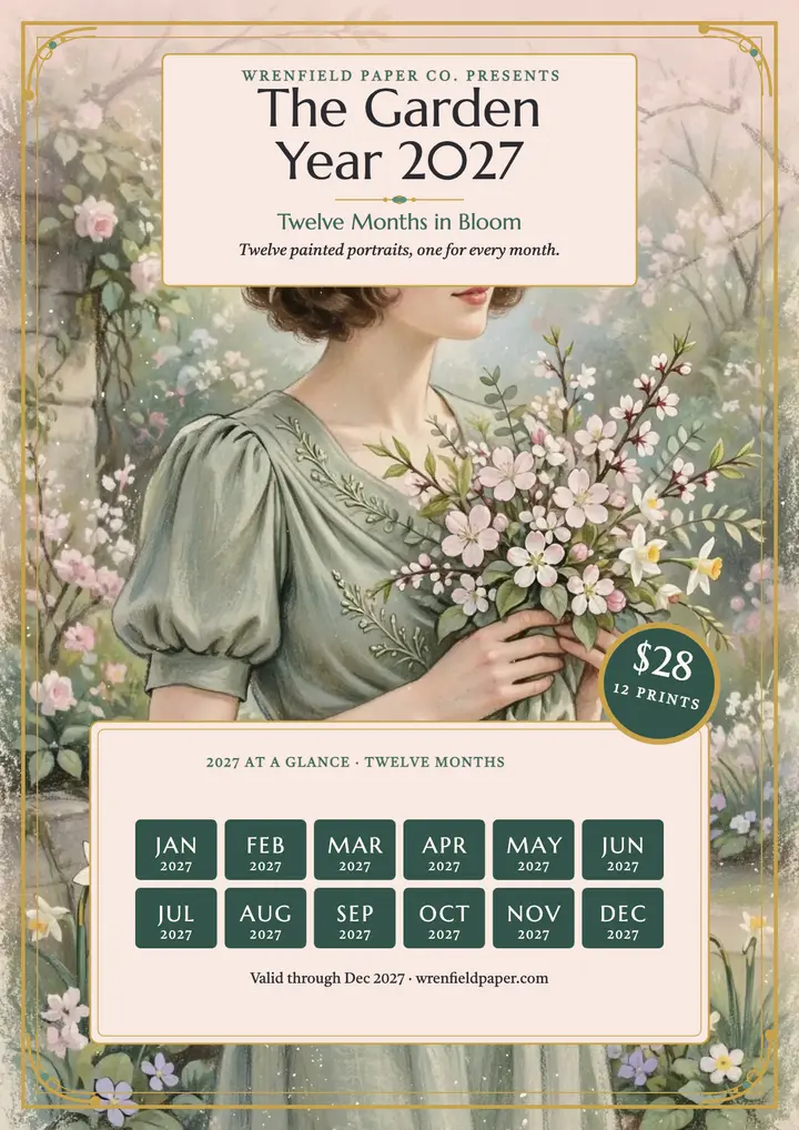 Wrenfield garden year 2027 calendar flyer template