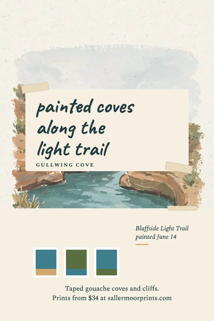 Painted coves trail poster, Gullwing Cove template