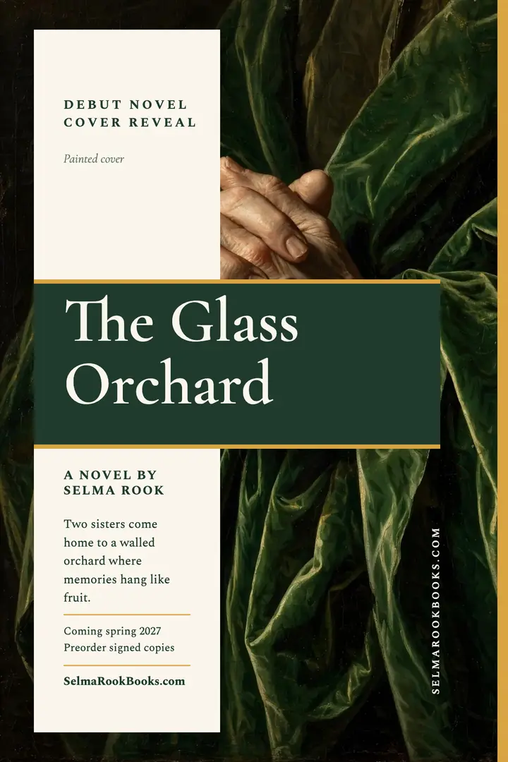 Glass Orchard cover reveal poster template
