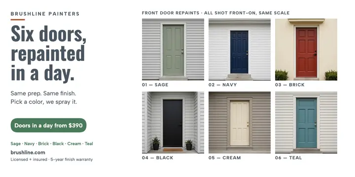Brushline six painted doors grid post: painted doors post template