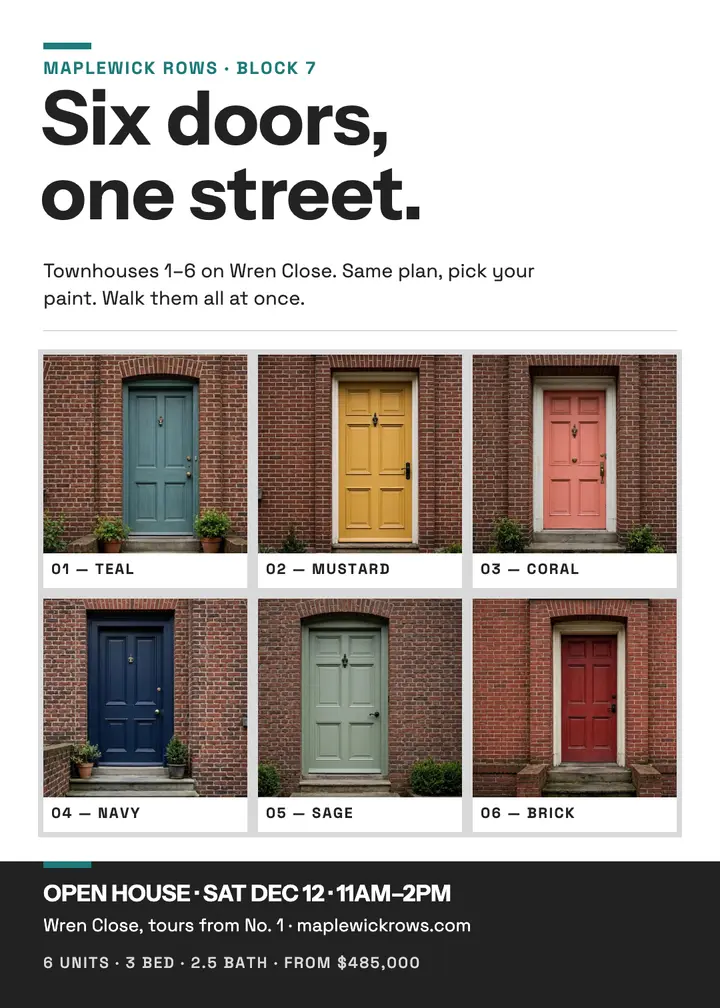 Maplewick Rows six doors invite template