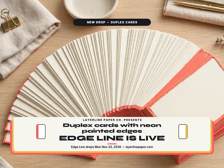 Layerline painted edge cards launch slide template