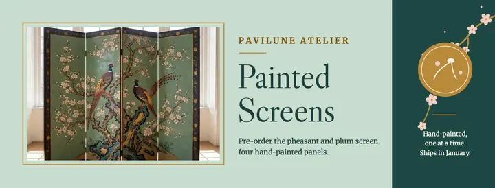 Painted folding screens pre-order Facebook cover, chinoiserie template
