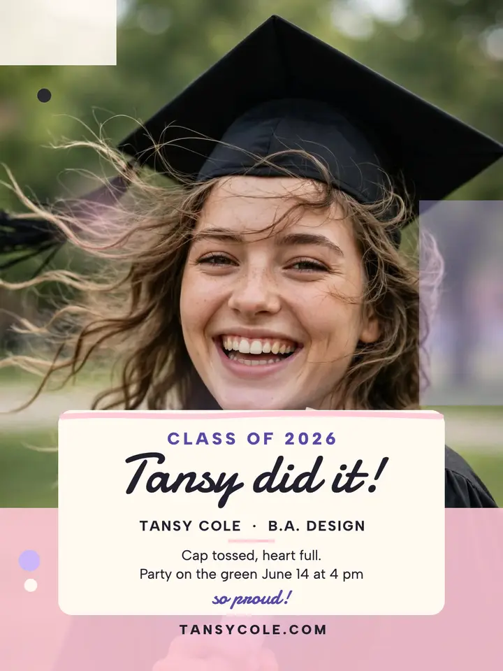 Tansy Cole painted graduation announcement: graduation announcement template