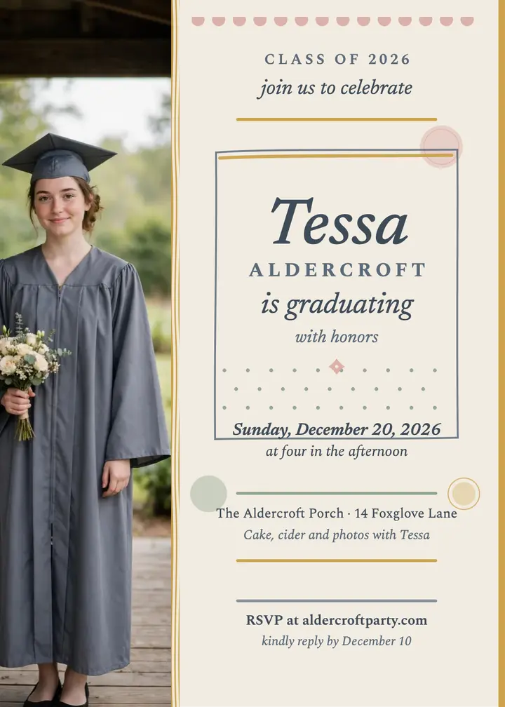 Tessa graduation painted invitation template