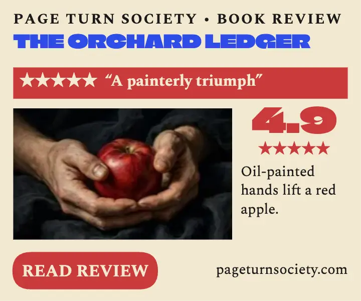 Orchard Ledger painted hands review ad: book review ad template