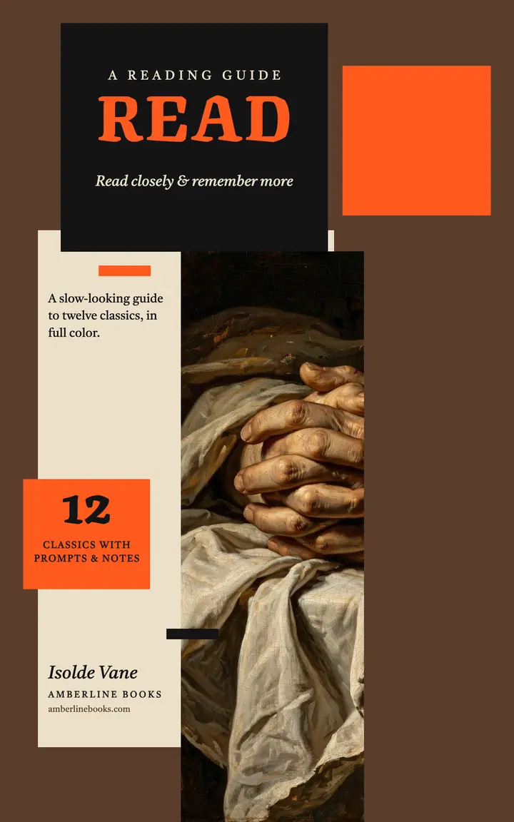 Amberline reading guide with painted hands: reading guide ebook cover template