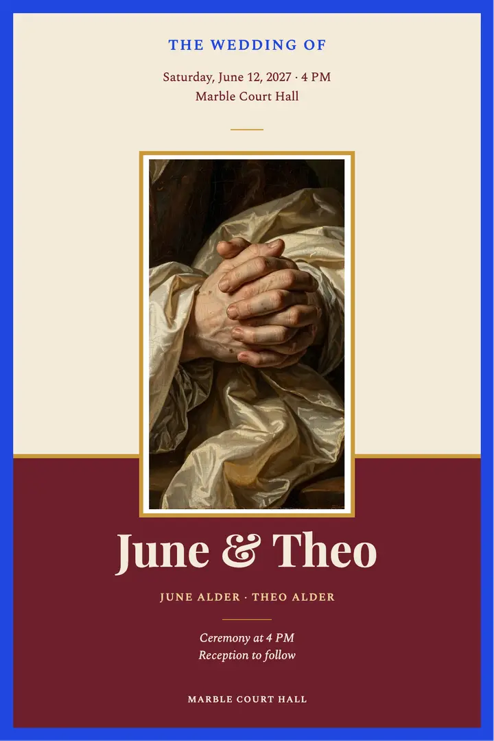 June and Theo art museum wedding poster template