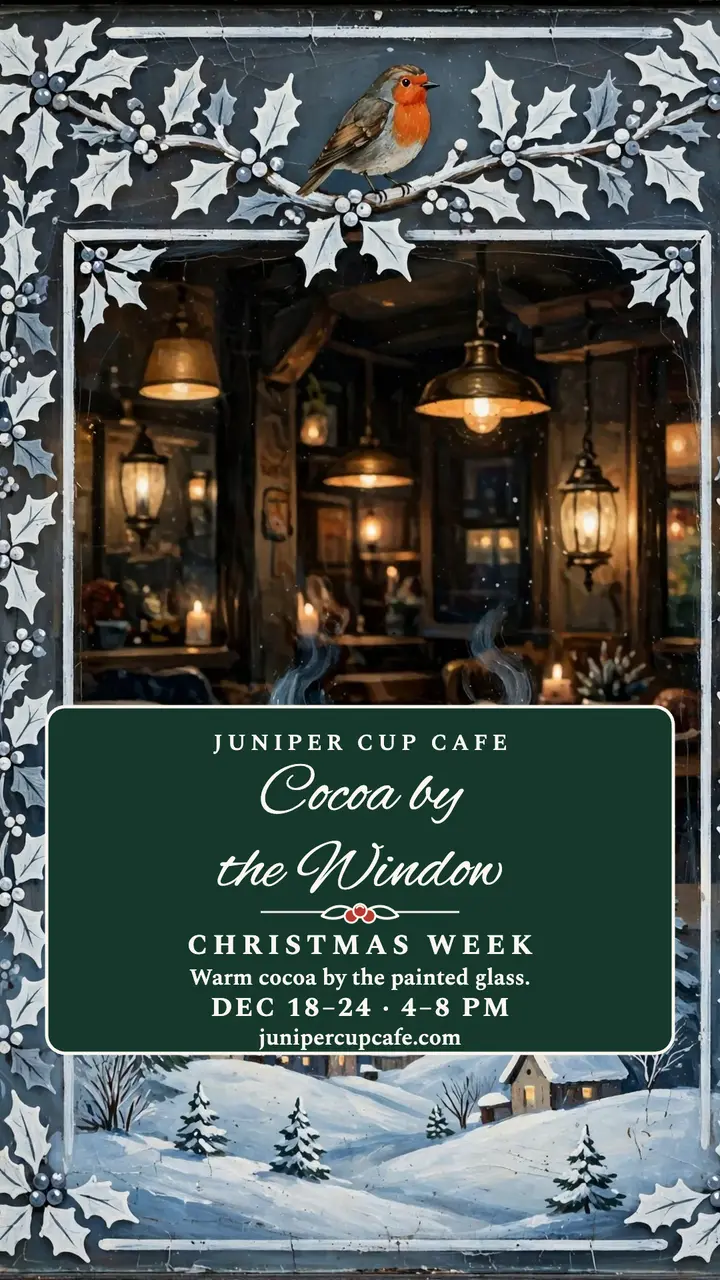 Juniper Cup Christmas week painted window story: cafe christmas promo story template