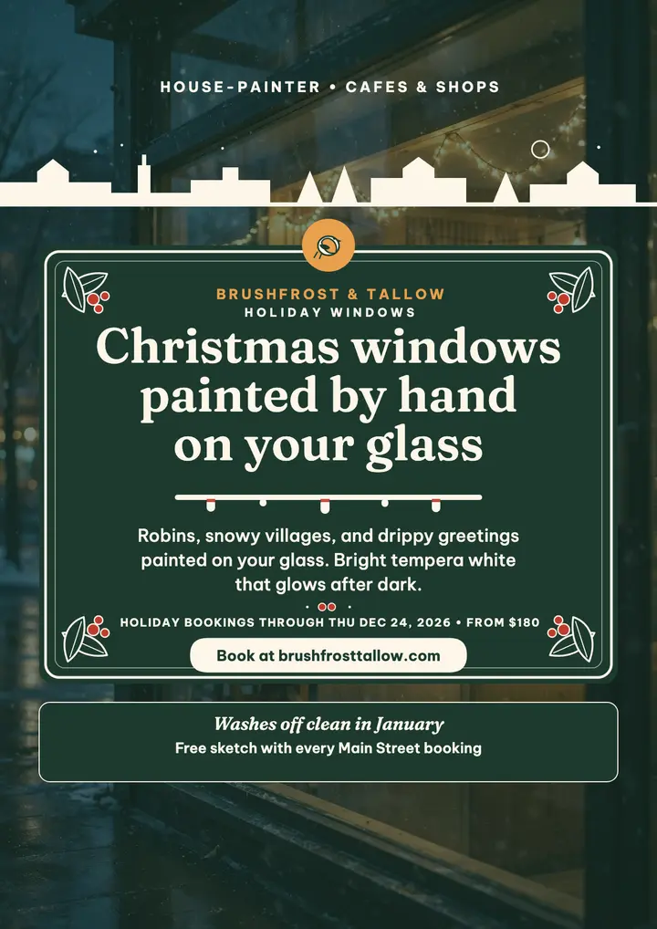 Brushfrost holiday window painting flyer template