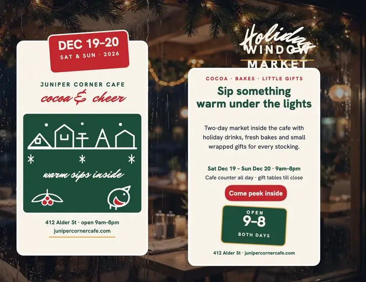 Juniper Corner Holiday Window Market flyer template